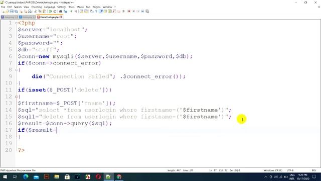 Delete Records From MYSQL Database Using PHP смотреть онлайн