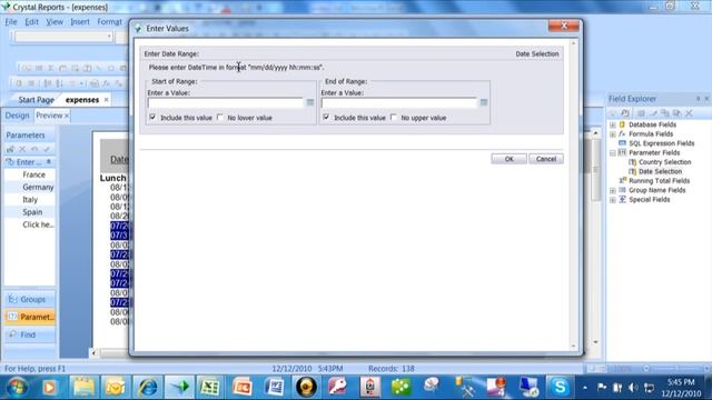 crystal reports - prompting for a date range with a parameter field смотреть онлайн