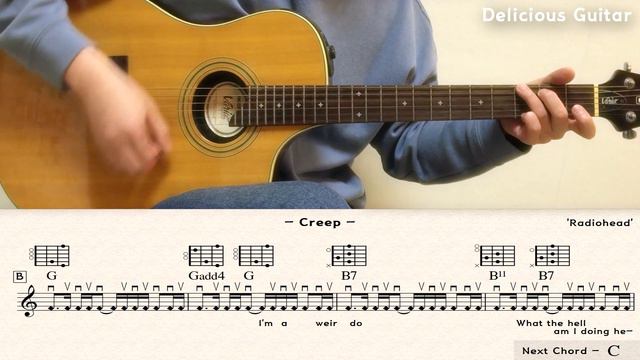 Creep - Radiohead / Guitar Cover / Sheet Music / Chords / Lyrics смотреть онлайн