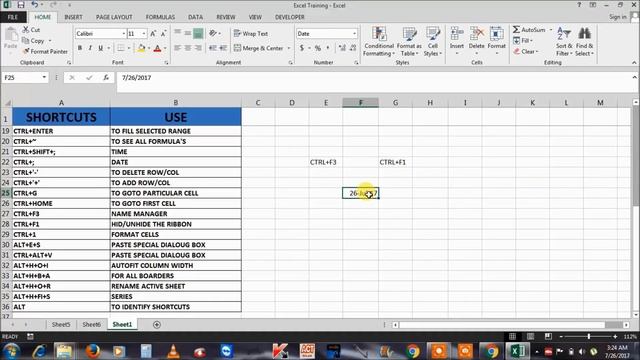 EXCEL 2013 SHORTCUT KEYS TUTORIALS - CLASS 2 - TELUGU смотреть онлайн
