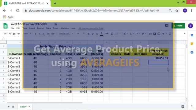 AVERAGEIF Google Sheets | AVERAGEIFS Google Sheets | Google Sheets Functions смотреть онлайн