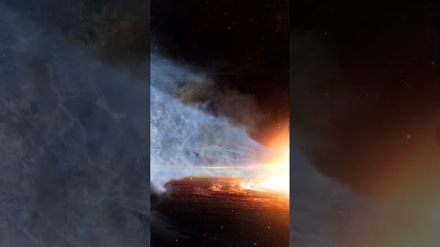 Анимация с поглощением Земли черной дырой