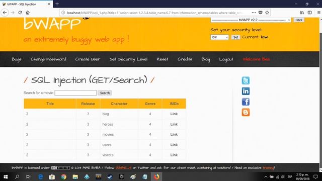 Inyección SQL (Get/Search) usando bWAPP смотреть онлайн