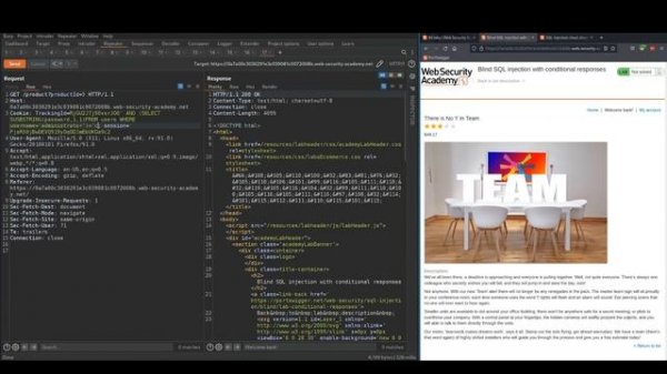 Blind SQL injection with conditional responses