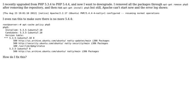 Ubuntu: Can't get rid of PHP 5.4.4 смотреть онлайн