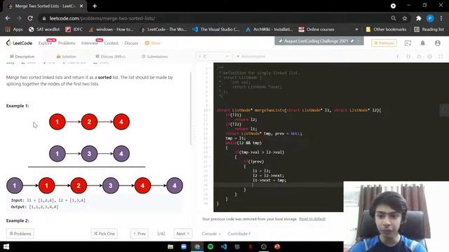 Merge Two Sorted Lists | LeetCode #21 | C смотреть онлайн