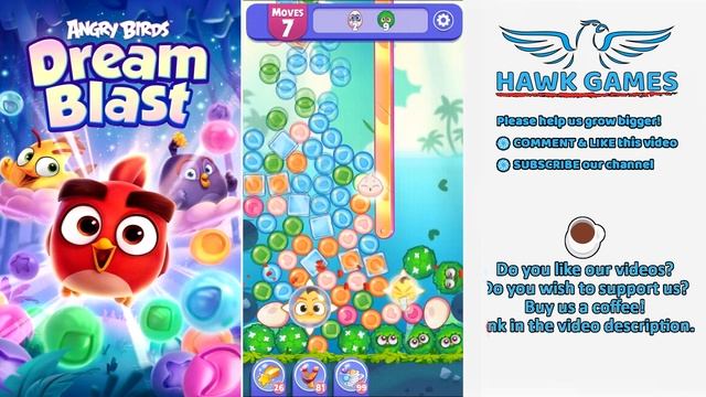 Angry Birds Dream Blast Level 1022 - Walkthrough, No Boosters смотреть онлайн