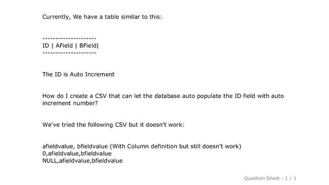 MySQL : How to LOAD DATA INFILE in mysql with first col being Auto Increment? смотреть онлайн