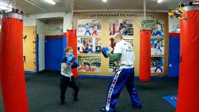 Кикбоксинг. Работа на лапах. Работает Швец Алексей.