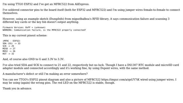 Arduino: MFRC522 Communication Failure смотреть онлайн