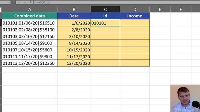 Extract date number and income from text string with fixed width | Excel Tips #24 смотреть онлайн