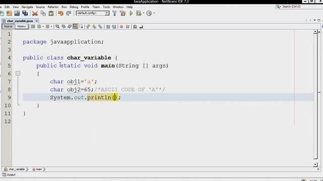 JAVA Declare and use of char variable смотреть онлайн