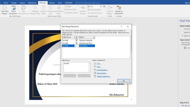 [E-LAB] Tutorial Mail Merge Menggunakan Excel, Access, Dan Database Dari Word ! смотреть онлайн