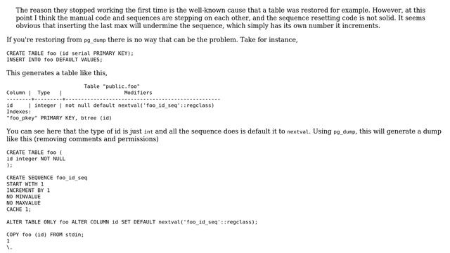 Databases: postgres sequence problems, manually created pids, and proper sequence resetting смотреть онлайн