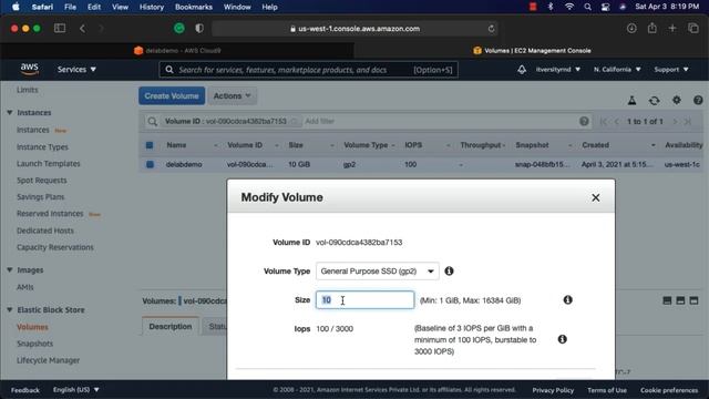 Setting up Environment using AWS Cloud9 - Increase EBS Volume Size of Cloud9 Instance смотреть онлайн