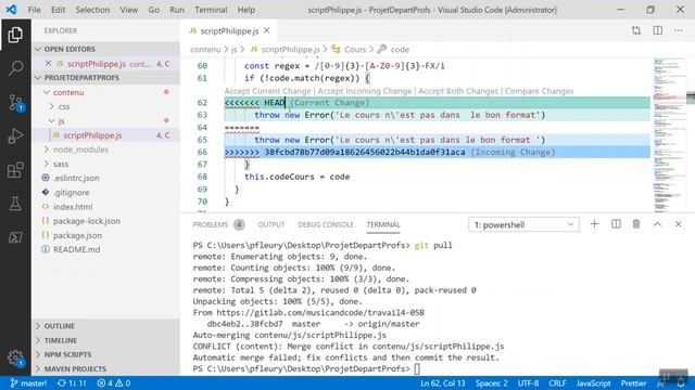 git conflits + effacer les changements sur un fichier смотреть онлайн