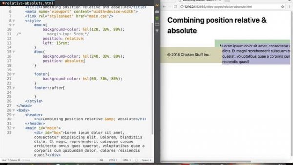 Combining CSS position relative and absolute