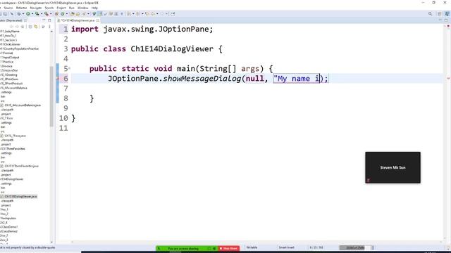JAVA, INTRODUCTION, CH1 E_14 DialogViewer, this program shows a message box to display your name смотреть онлайн