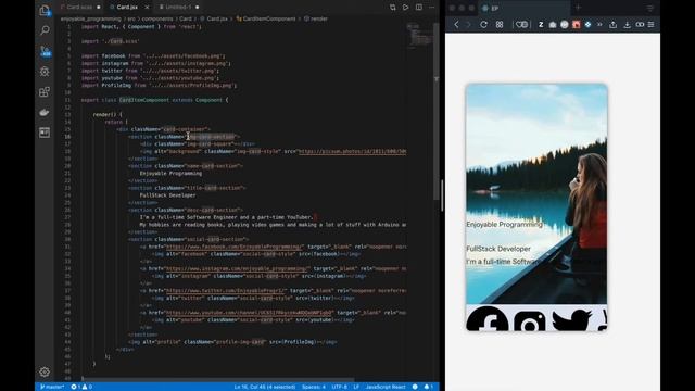 Learning - SASS/SCSS Profile Card with React смотреть онлайн