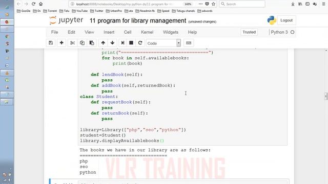 Library Management System in Python Telugu | VLR Training Class 11 смотреть онлайн