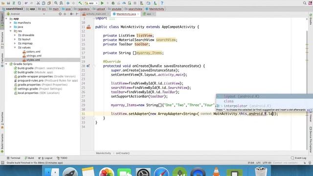 SearchView - Search Items of ListView : Android Tutorial #47 in Hindi смотреть онлайн