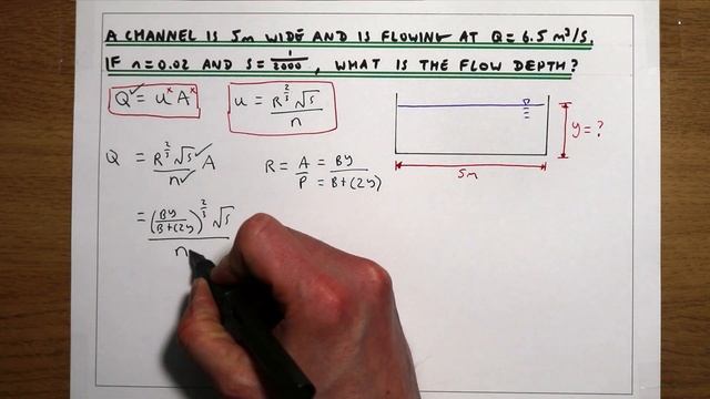 Manning’s equation to calculate the flow depth at a given discharge for a rectangular open channel смотреть онлайн