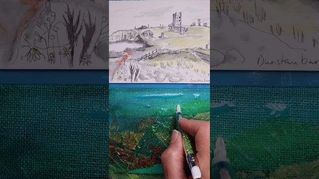 Sketch to mixed media folk art style: castle on a hill смотреть онлайн
