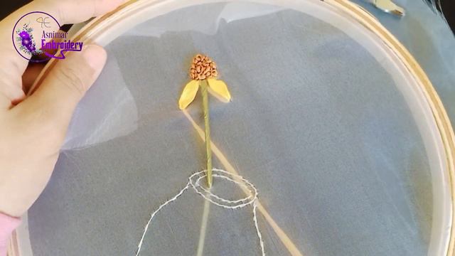 Ribbon Embroidery Design - Flowers In A Vase
