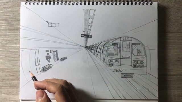 Drawing subway in 1-point perspective смотреть онлайн