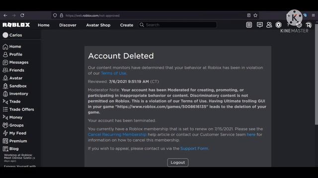 My Roblox Account Got Terminated.. смотреть онлайн