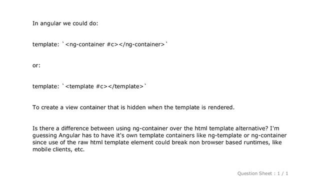 HTML : Benefit of using ng-container vs. template? смотреть онлайн