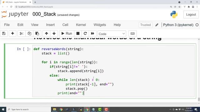 EP07 - Python Stack - Reverse the individual words in a string containing spaces смотреть онлайн