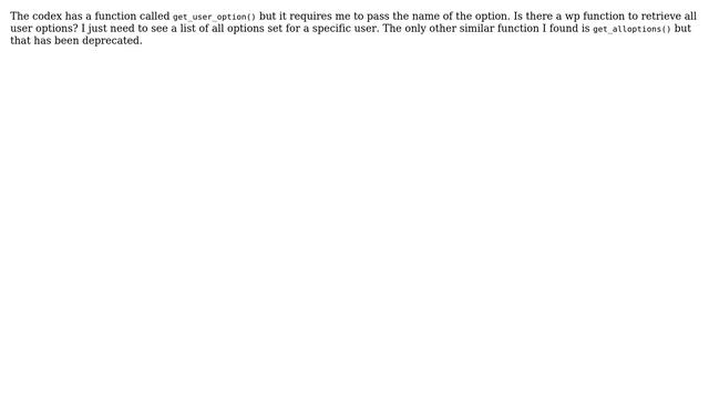 Wordpress: How can I get all user options? смотреть онлайн