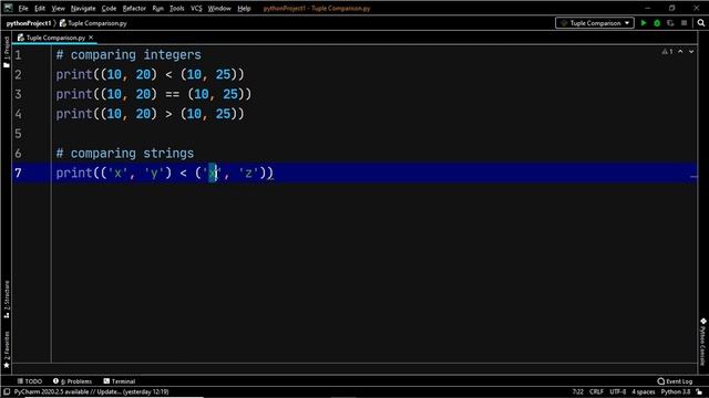 How does tuple comparison work in Python? смотреть онлайн