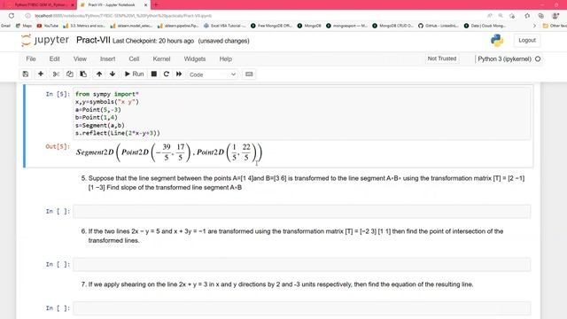 SPPU TYBSC SEM-VI Python Pract-7 (Application to Computational Geometry-III(line, line-segment, ray смотреть онлайн