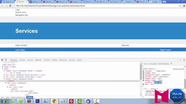 Cắt web bằng Bootstrap, PSD to HTML, CSS #02 - Phần 3 - Cắt phần Footer - Cách 1 смотреть онлайн