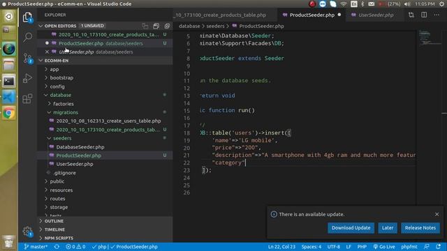 Laravel E-commerce Project #6 Product Table migration and seeding смотреть онлайн