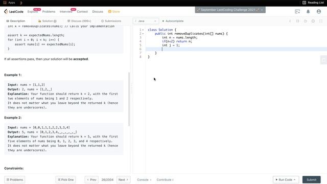 LeetCode #26 Remove Duplicates from Sorted Array - Coding Interview Problem with Java Solution смотреть онлайн