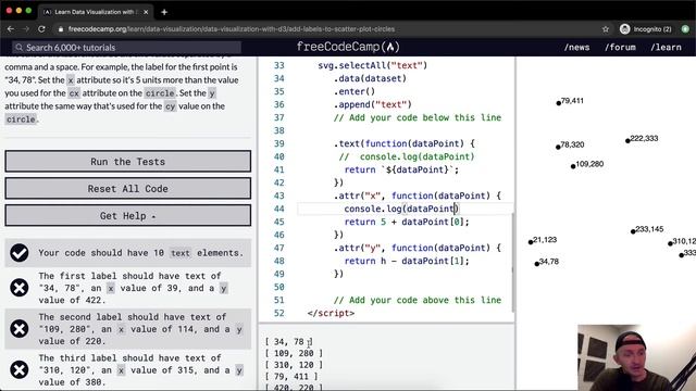 Add Labels to Scatter Plot Circles - Data Visualization with D3 - Free Code Camp смотреть онлайн