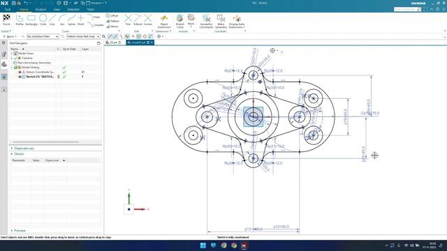 Siemens Unigraphics NX- Single sketch Part modeling Example 25 смотреть онлайн