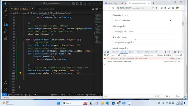 111. HIỂN THỊ DỮ LIỆU CHỈNH SỬA ĐẾN FORM SAO CHO HIỆU QUẢ: U - UPDATE | Javascript project ecommerc смотреть онлайн
