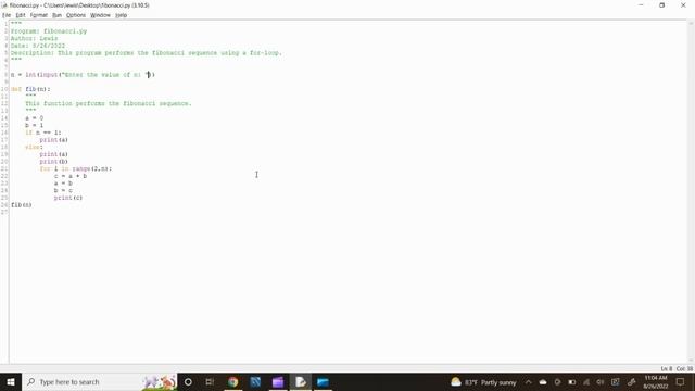 Python For Loop Fibonacci Sequence смотреть онлайн