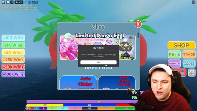 50,000 ROBUX TO HATCH 0.5% GOD DANGO & 1 EXIST SHINY 10M PET IN ROBLOX RACE CLICKER смотреть онлайн