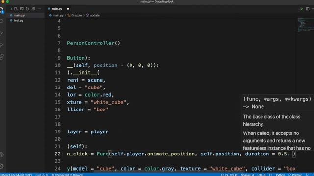 Ursina Engine Grappling Hook Tutorial смотреть онлайн