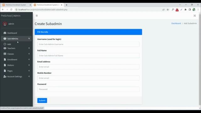 Pre-School Enrollment System using PHP and MySQL | PHPGurukul смотреть онлайн