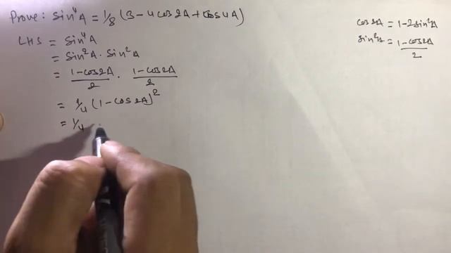 Sin^4A= 1/8 (3-4cos2A+cos4A) смотреть онлайн