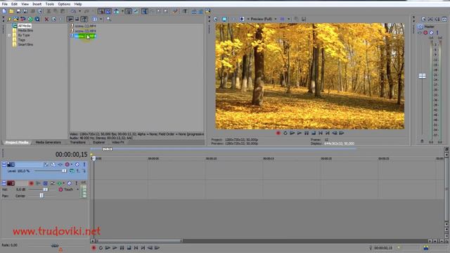 Урок 3 Добавление файлов в проект Sony Vegas. смотреть онлайн