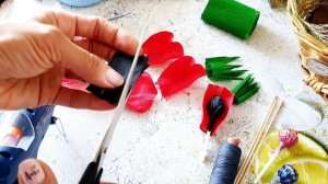 Маки из гофрированной бумаги. Мастер класс DIY