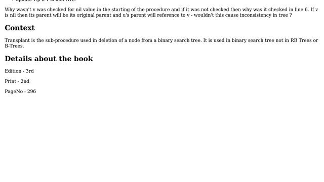 Computer Science: Why isnt node checked for nil value in start when transplanting binary tree? смотреть онлайн