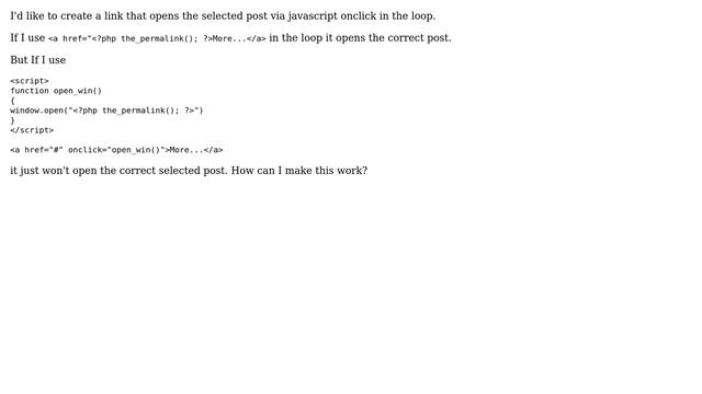 Wordpress: open selected wordpress post with javascript смотреть онлайн
